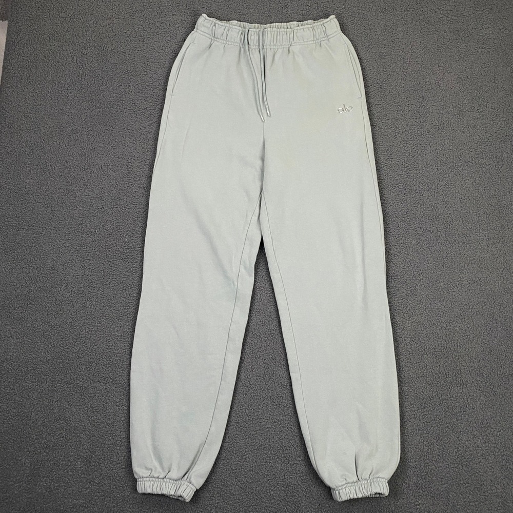 ALO Yoga Accolade Jogger Womens XS Light Blue Green Fleece Logo Sweatpants